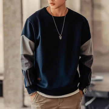 AIDASE  -  Trendy Brand Men Spring Autumn New Spliced pullovers O-Neck Fashion Solid Color Loose Minimalist Casual Long Sleeved Hoodies aidase-shop